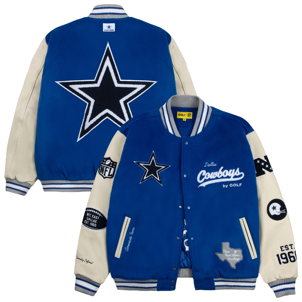 Dallas Cowboys Golf Wang Wool & Leather Varsity Jacket - Image 9