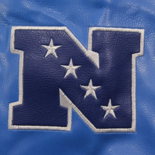 Detroit Lions Home Team Full Zip Black/Blue Leather Jacket - Image 4
