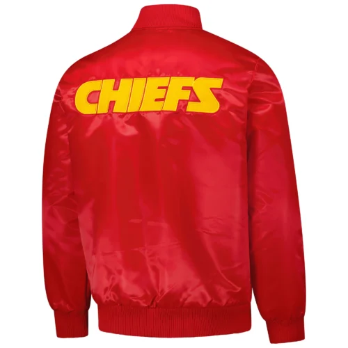 Alternative view of Kansas City Chiefs Exclusive Full-Snap Red Satin Varsity Jacket
