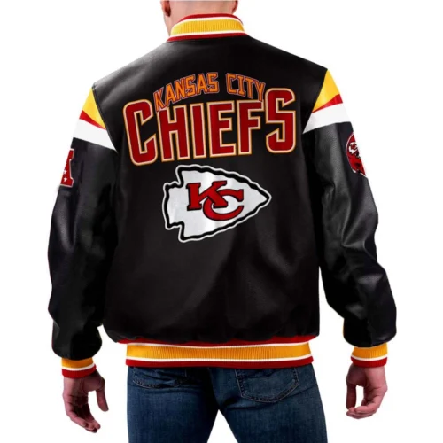 Alternative view of Kansas City Chiefs Black Full-Zip Leather Varsity Jacket