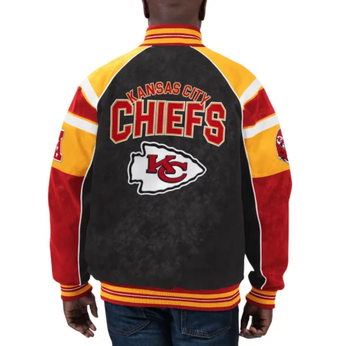 Alternative view of Kansas City Chiefs Suede Black/Red Full-Zip Suede Leather Varsity Jacket