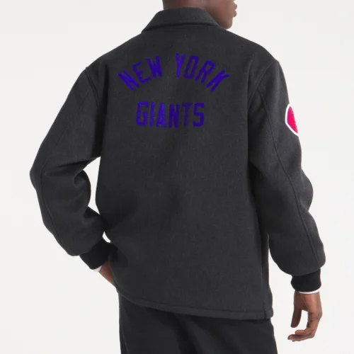Alternative view of New York Giants Cashmere Coaches Black Wool Varsity Jacket