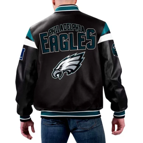 Alternative view of Philadelphia Eagles G-iii Full-Zip Leather Varsity Black Jacket
