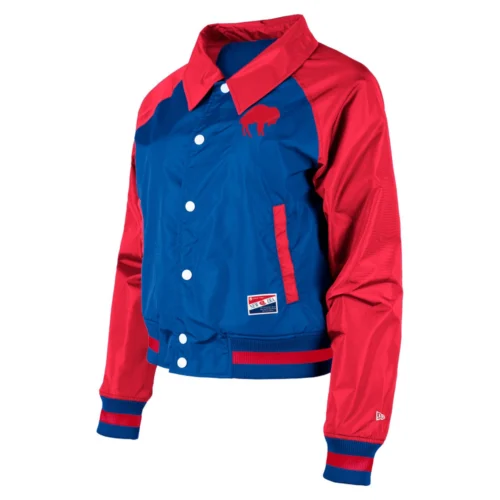 Women's Buffalo Bills Coaches Raglan Royal/Red Satin Jacket