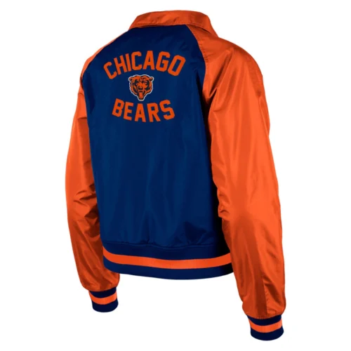 Alternative view of Women's Chicago Bears Coaches Raglan Navy/Orange Satin Jacket