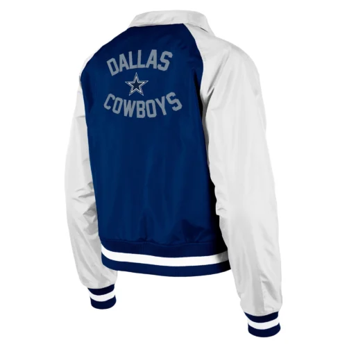 Alternative view of Women's Dallas Cowboys Coaches Raglan Navy/White Satin Jacket