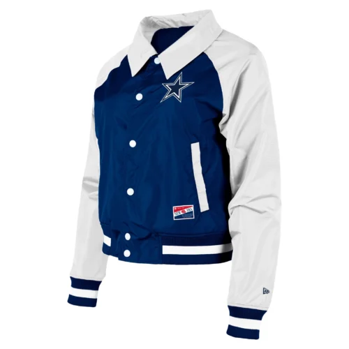Women's Dallas Cowboys Coaches Raglan Navy/White Satin Jacket