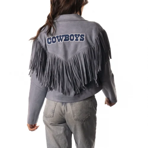 Alternative view of Women’s Dallas Cowboys Blue Leather Suede Fringe Jacket