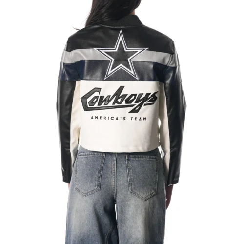 Alternative view of Women’s Dallas Cowboys Moto Full-Zip Black Leather Jacket