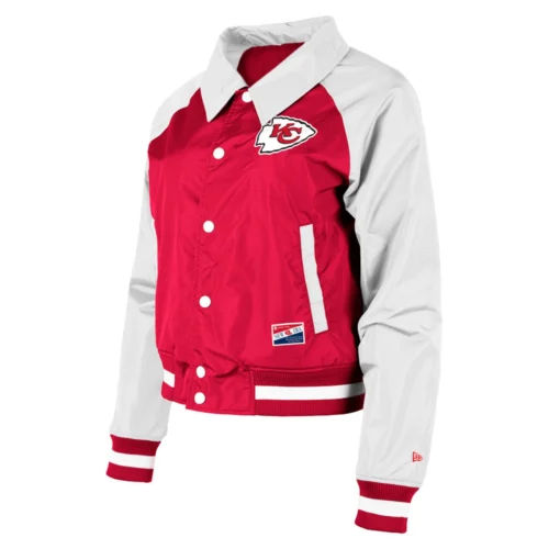 Women's Kansas City Chiefs Coaches Raglan Red/White Satin Jacket