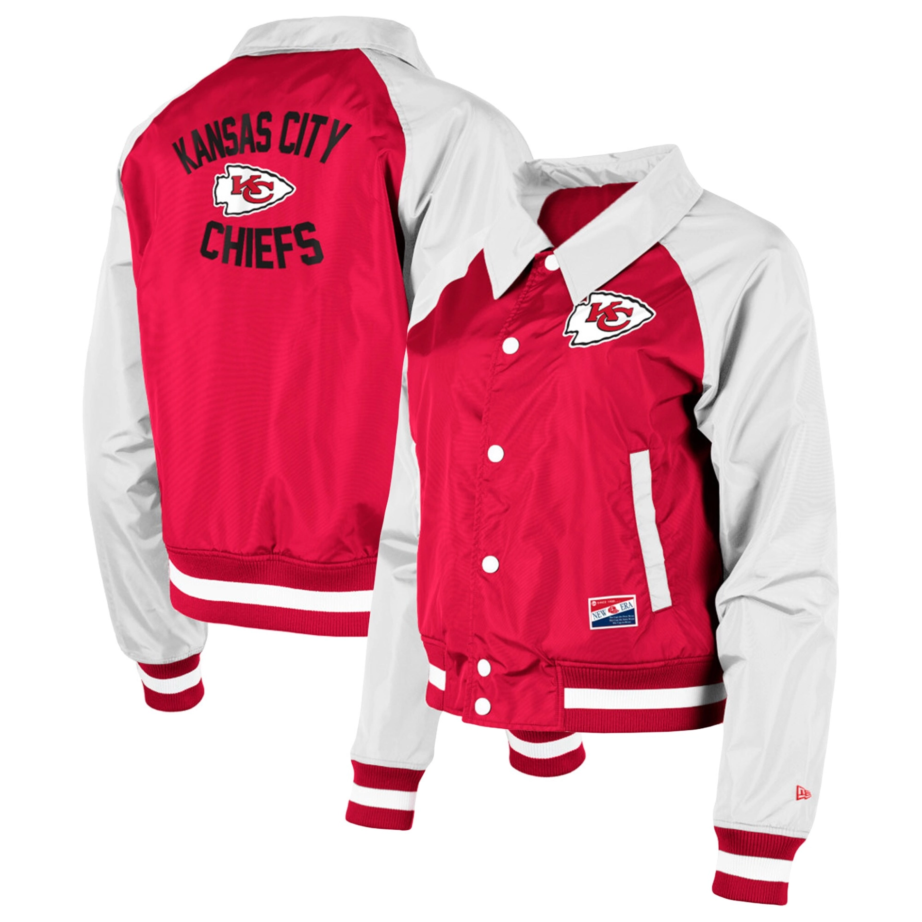 Women's Kansas City Chiefs Coaches Raglan Red/White Satin Jacket - Image 3