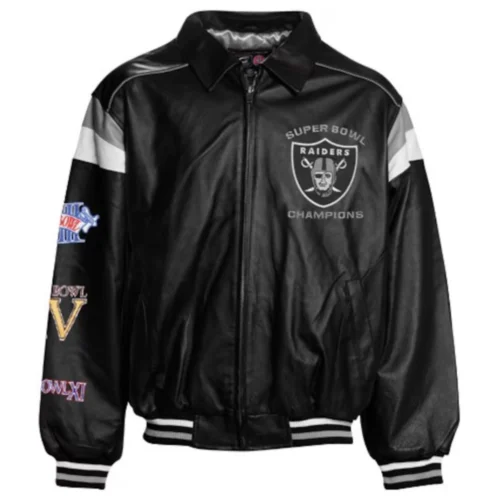 Women’s Las Vegas Raiders Full-Zip White Leather Bomber Jacket