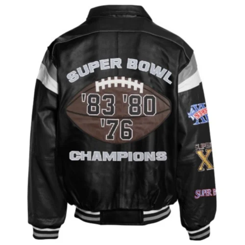 Alternative view of Women’s Las Vegas Raiders Full-Zip White Leather Bomber Jacket