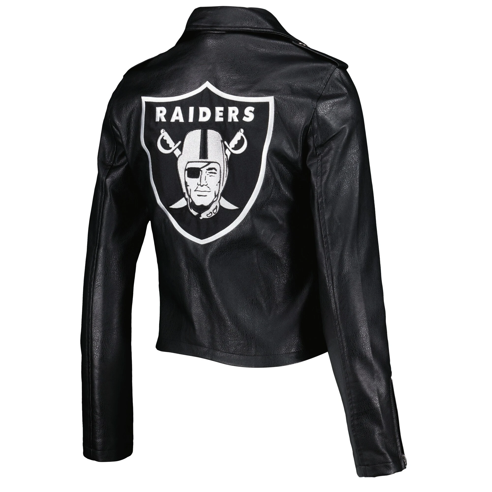 Women’s Las Vegas Raiders Moto Full-Zip Black Leather Jacket - Image 2
