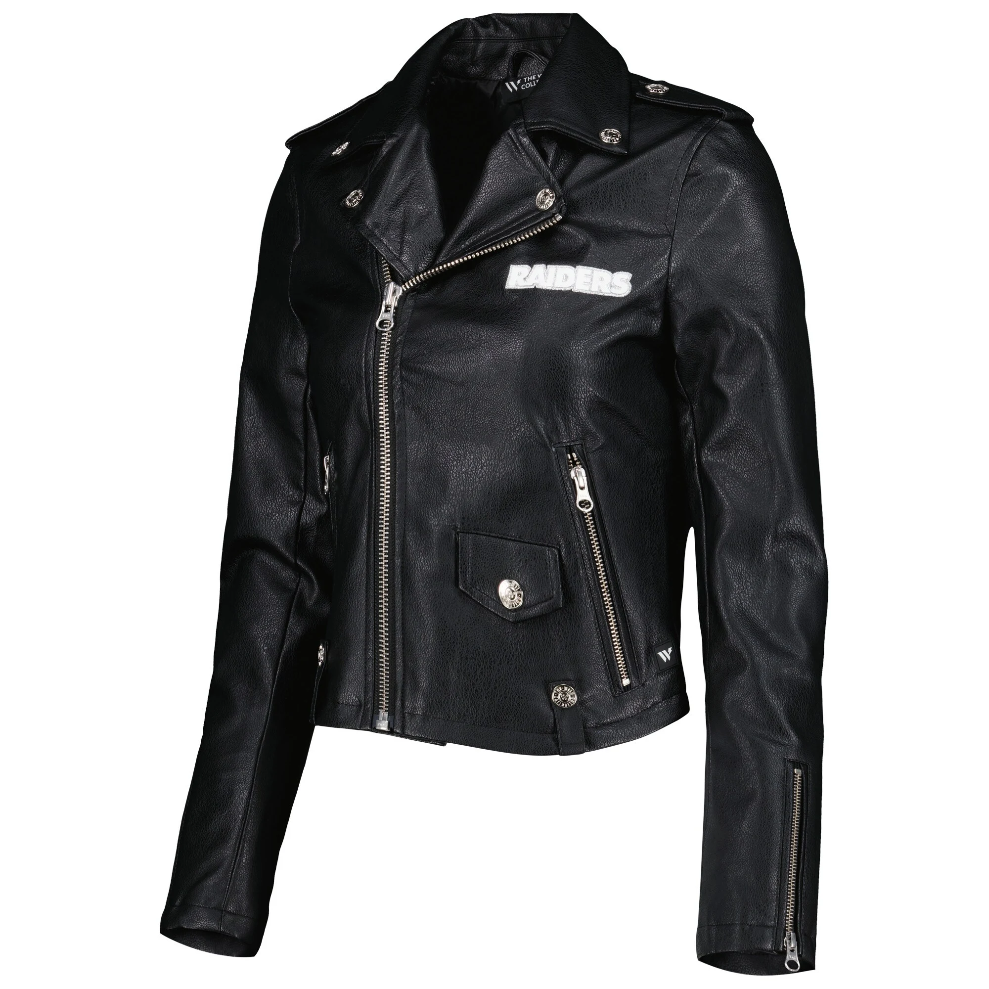 Women’s Las Vegas Raiders Moto Full-Zip Black Leather Jacket
