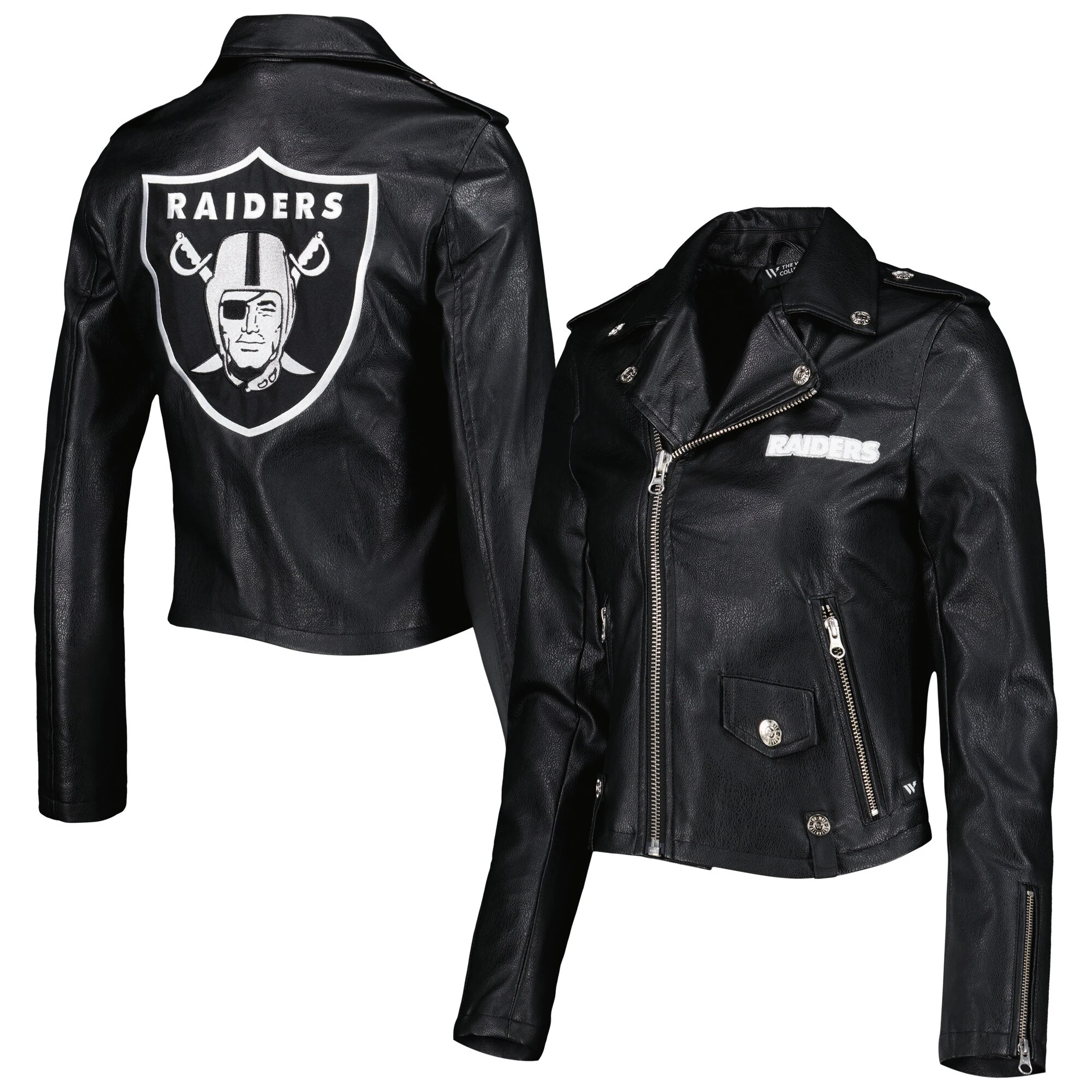 Women’s Las Vegas Raiders Moto Full-Zip Black Leather Jacket - Image 4