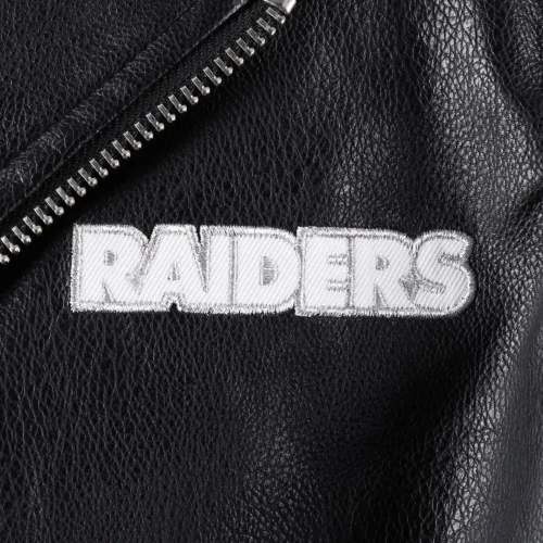 Women’s Las Vegas Raiders Moto Full-Zip Black Leather Jacket - Image 3