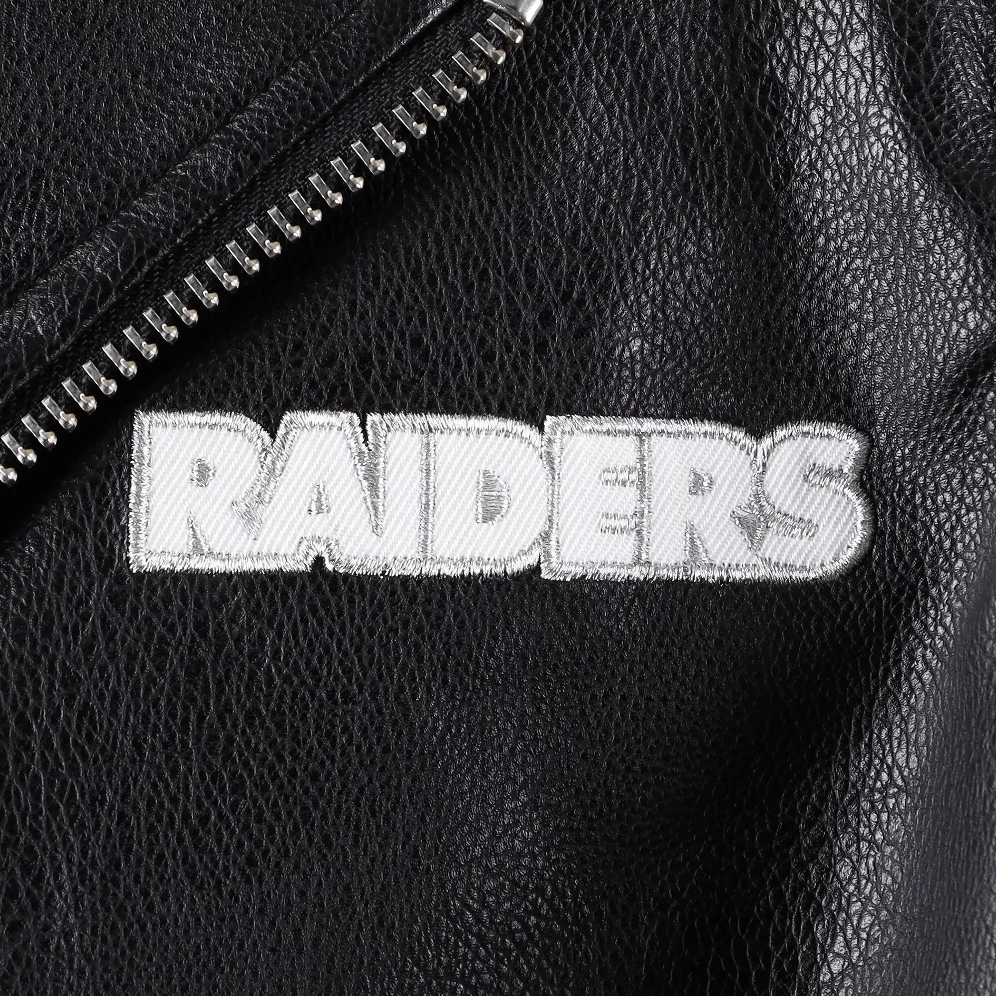 Women’s Las Vegas Raiders Moto Full-Zip Black Leather Jacket - Image 3