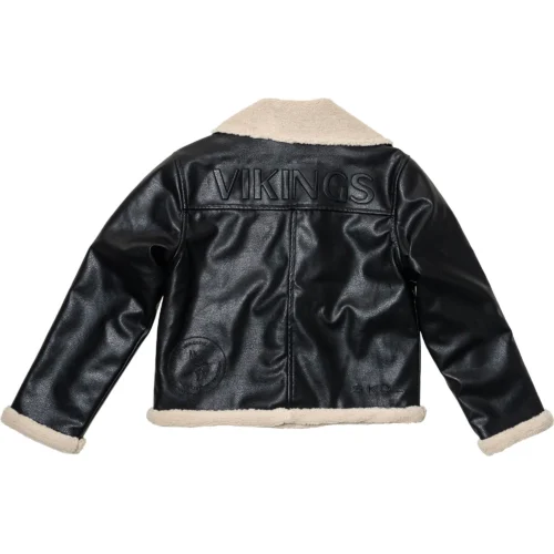 Alternative view of Women’s Minnesota Vikings Shearling Full-Zip Black Leather Jacket