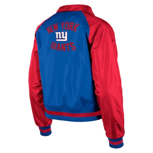 Alternative view of Women's New York Giants Coaches Raglan Royal/Red Satin Jacket