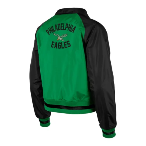 Alternative view of Women's Philadelphia Eagles  Coaches Raglan Green/Black Satin Jacket
