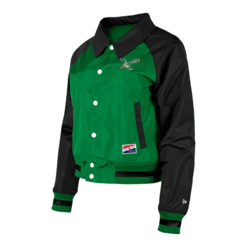 Women's Philadelphia Eagles Coaches Raglan Green/Black Satin Jacket