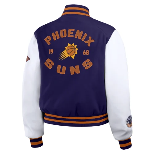 Alternative view of Women’s Phoenix Suns Cropped Full Zip Purple/White Wool Varsity Jacket