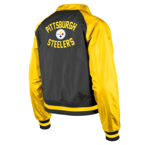 Alternative view of Women's Pittsburgh Steelers Coaches Raglan Black/Yellow Satin Jacket