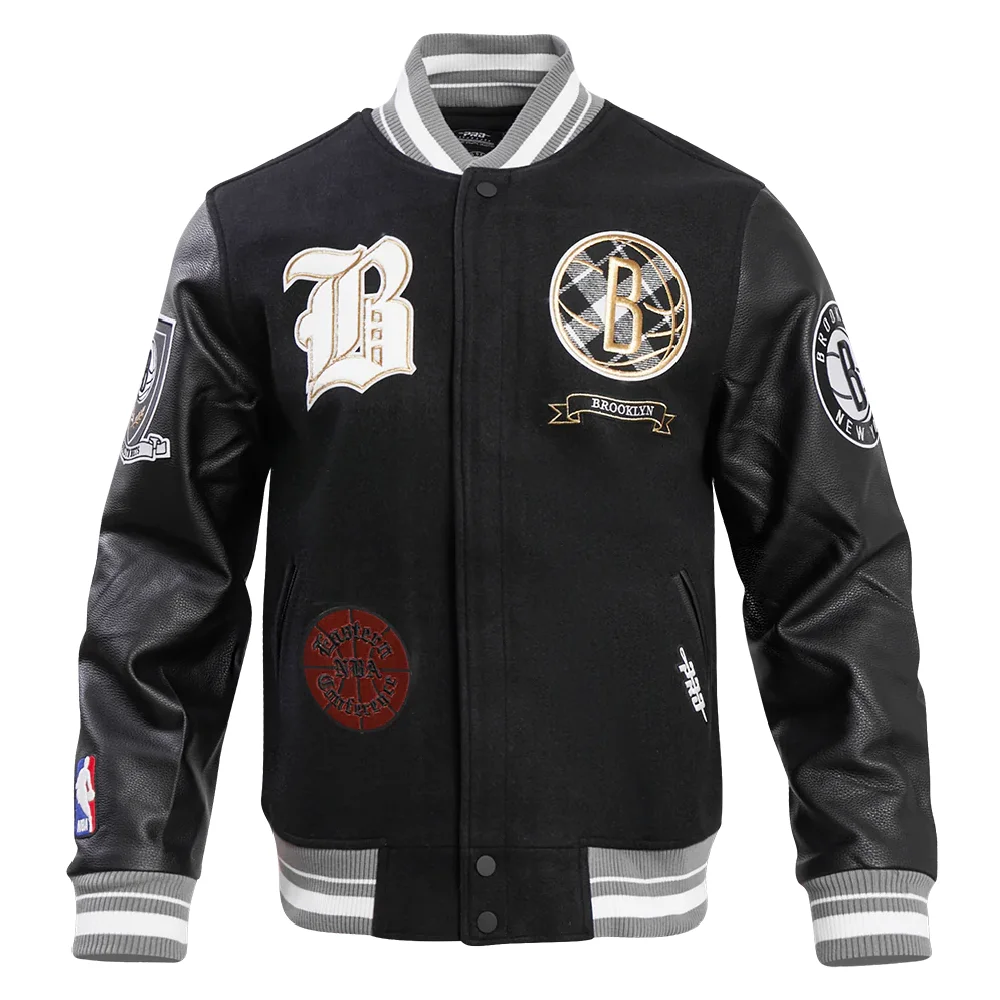 Brooklyn Nets Pro Prep Wool & Leather Varsity Jacket