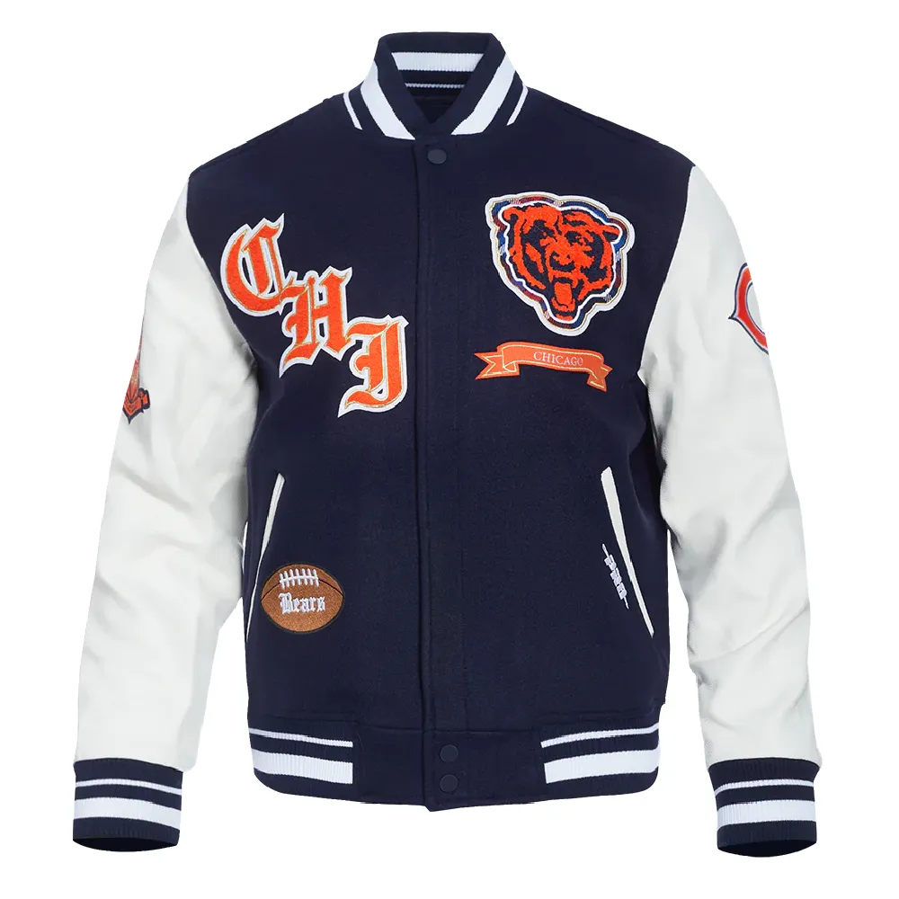 Chicago Bears Pro Prep Wool & Leather Varsity Jacket