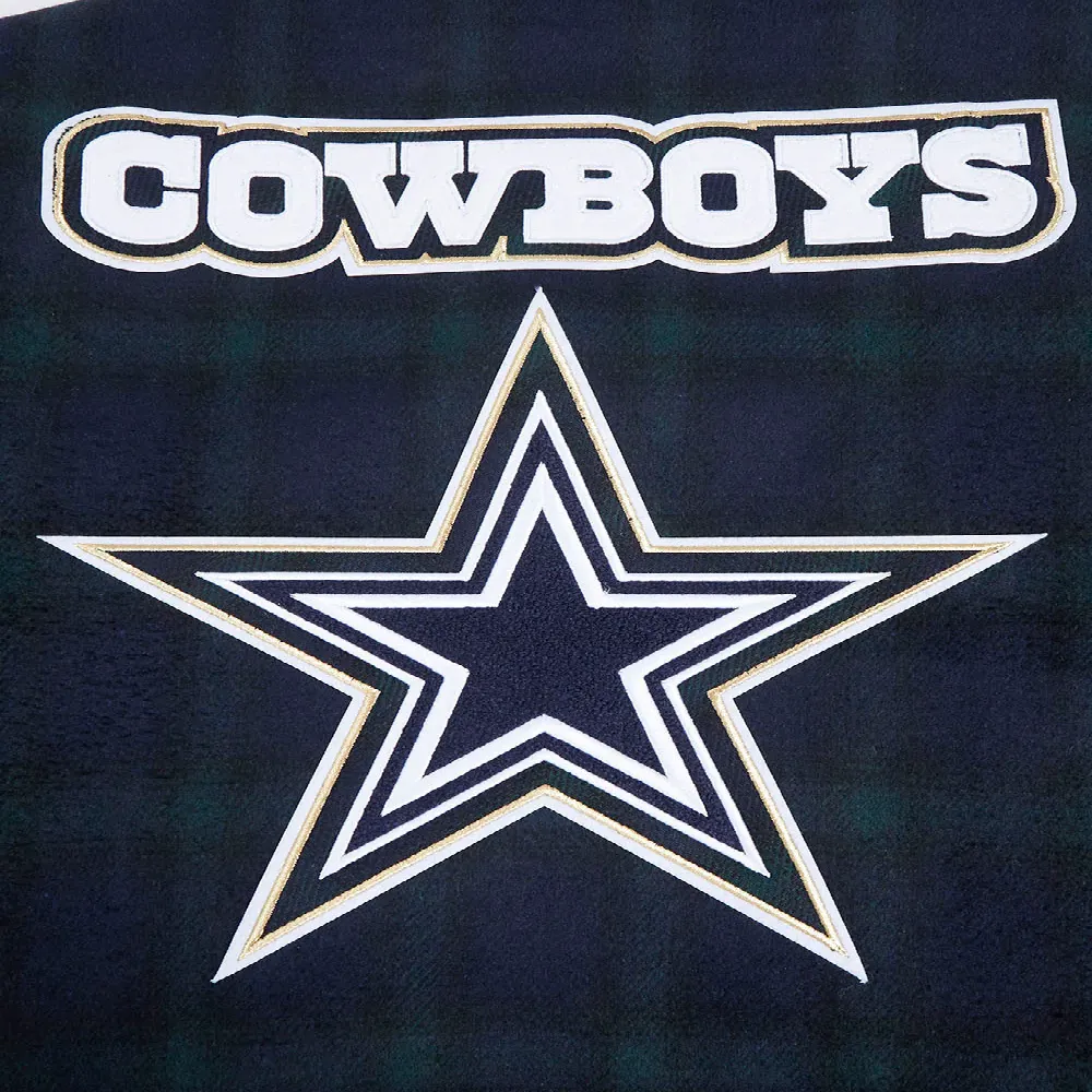 Dallas Cowboys Pro Prep Plaid Wool & Leather Varsity Jacket - Image 5