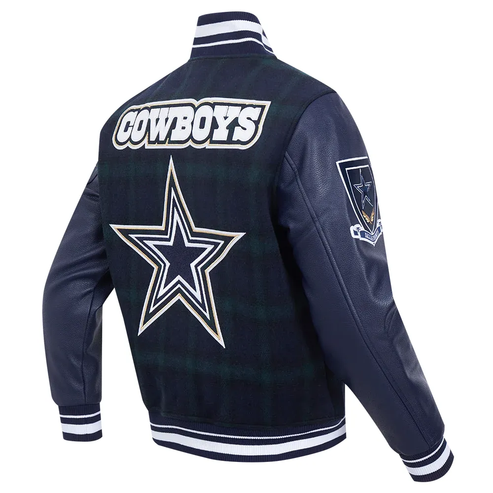 Alternative view of Dallas Cowboys Pro Prep Plaid Wool & Leather Varsity Jacket
