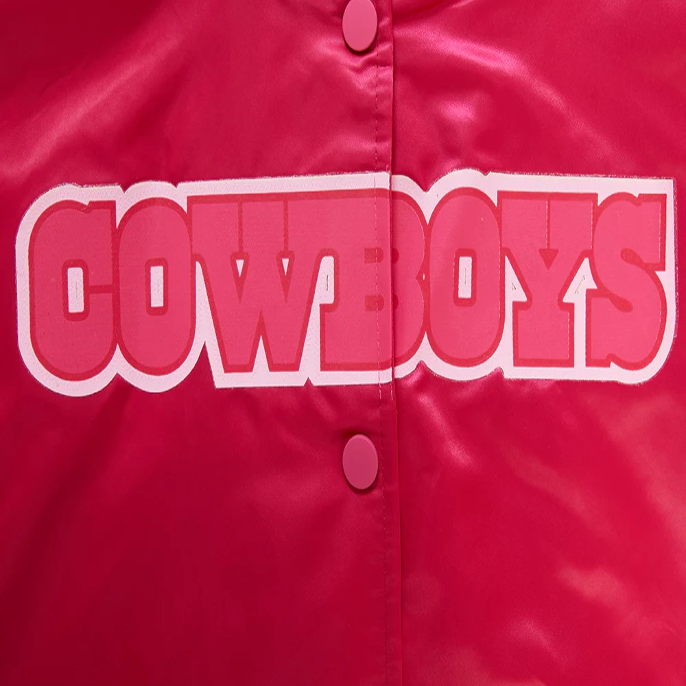Dallas Cowboys Triple Pink Satin Varsity Jacket - Image 5