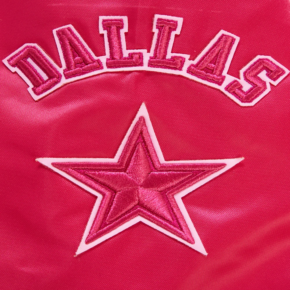 Dallas Cowboys Triple Pink Satin Varsity Jacket - Image 6