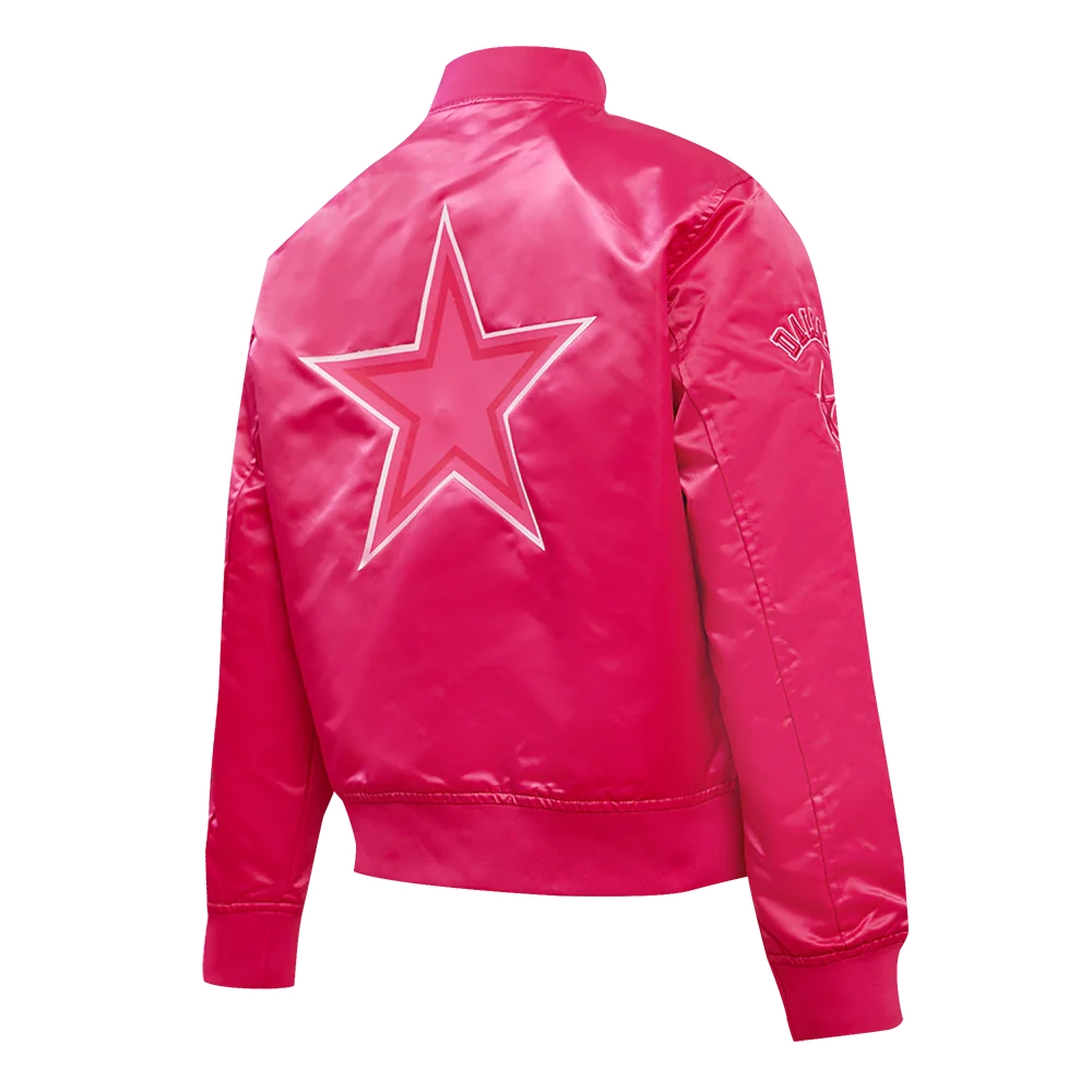 Dallas Cowboys Triple Pink Satin Varsity Jacket - Image 3