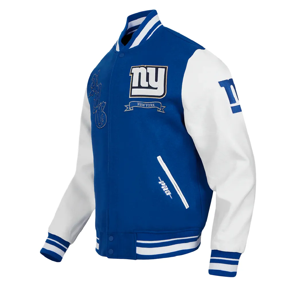 New York Giants Pro Prep Wool & Leather Varsity Jacket - Image 3