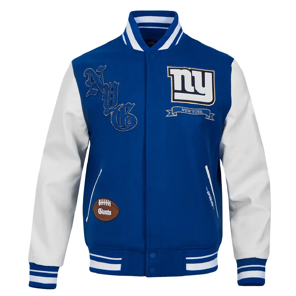 New York Giants Pro Prep Wool & Leather Varsity Jacket