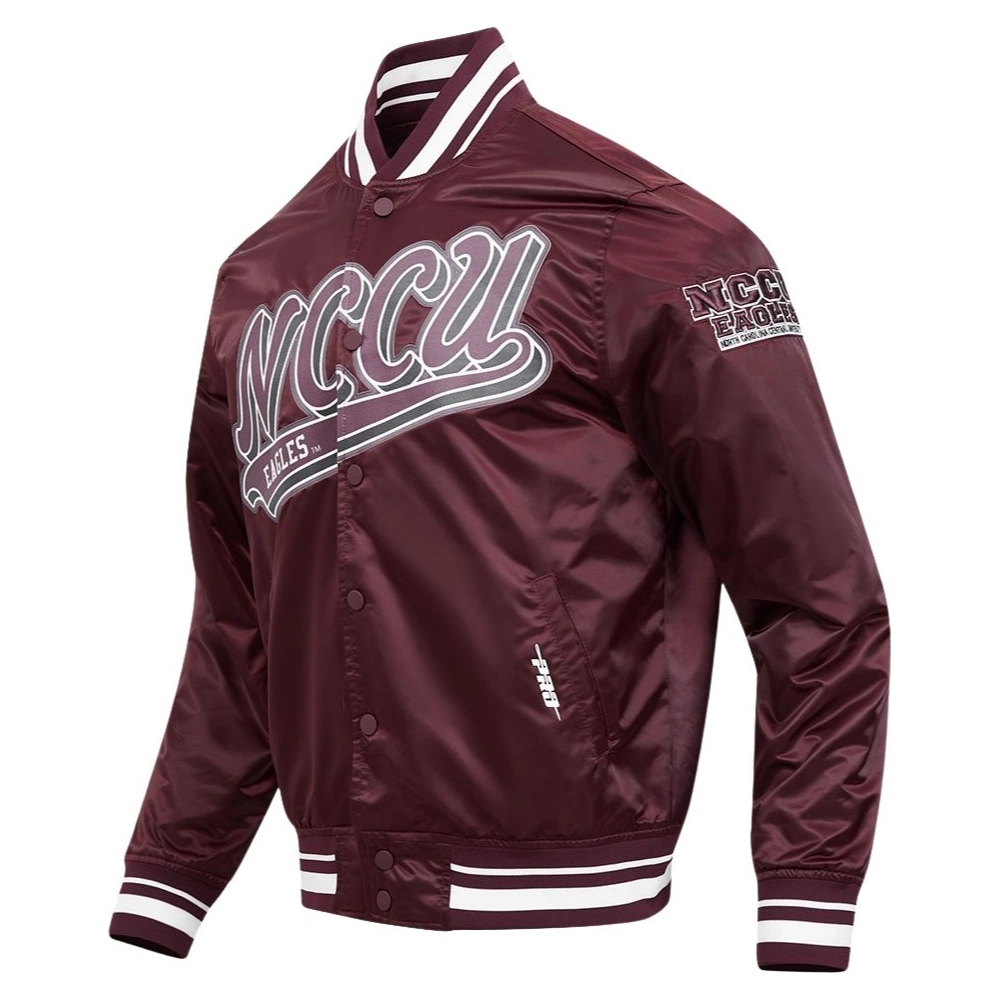 Alternative view of North Carolina Central Eagles Classic Maroon Satin Varsity Jacket