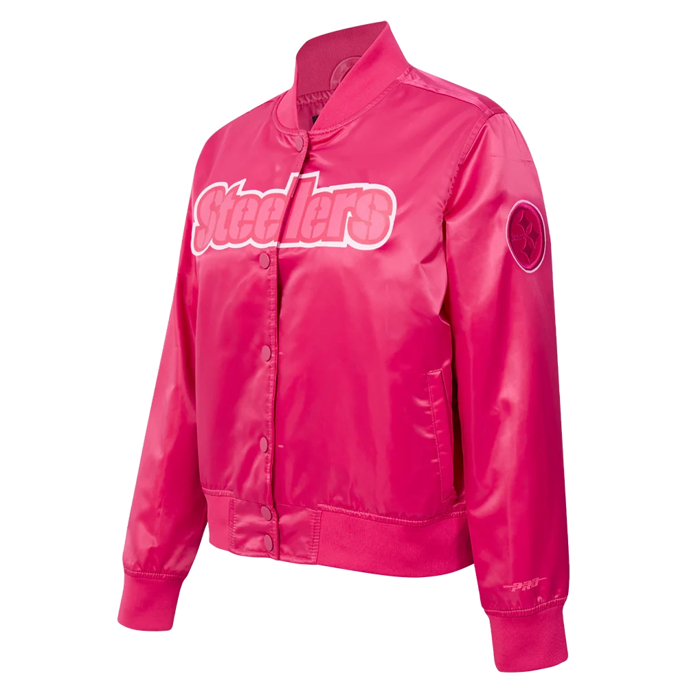 Alternative view of Pittsburgh Steelers Triple Pink Satin Varsity Jacket