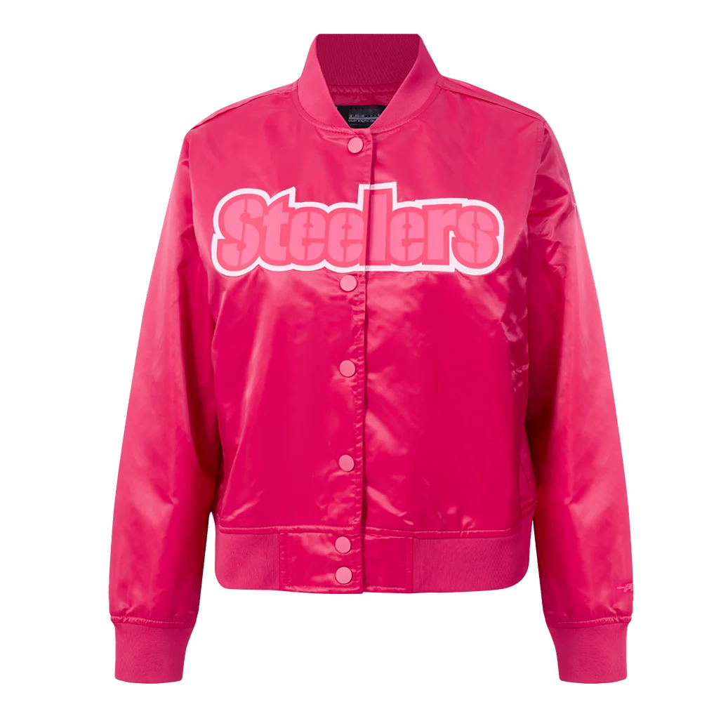 Pittsburgh Steelers Triple Pink Satin Varsity Jacket