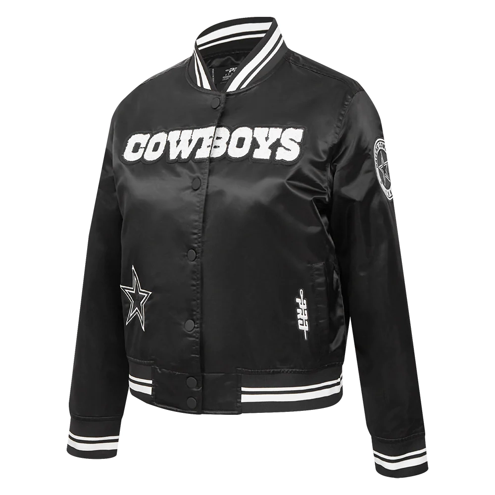 Alternative view of Woman's Dallas Cowboys Pearls Black Satin Varsity Jacket
