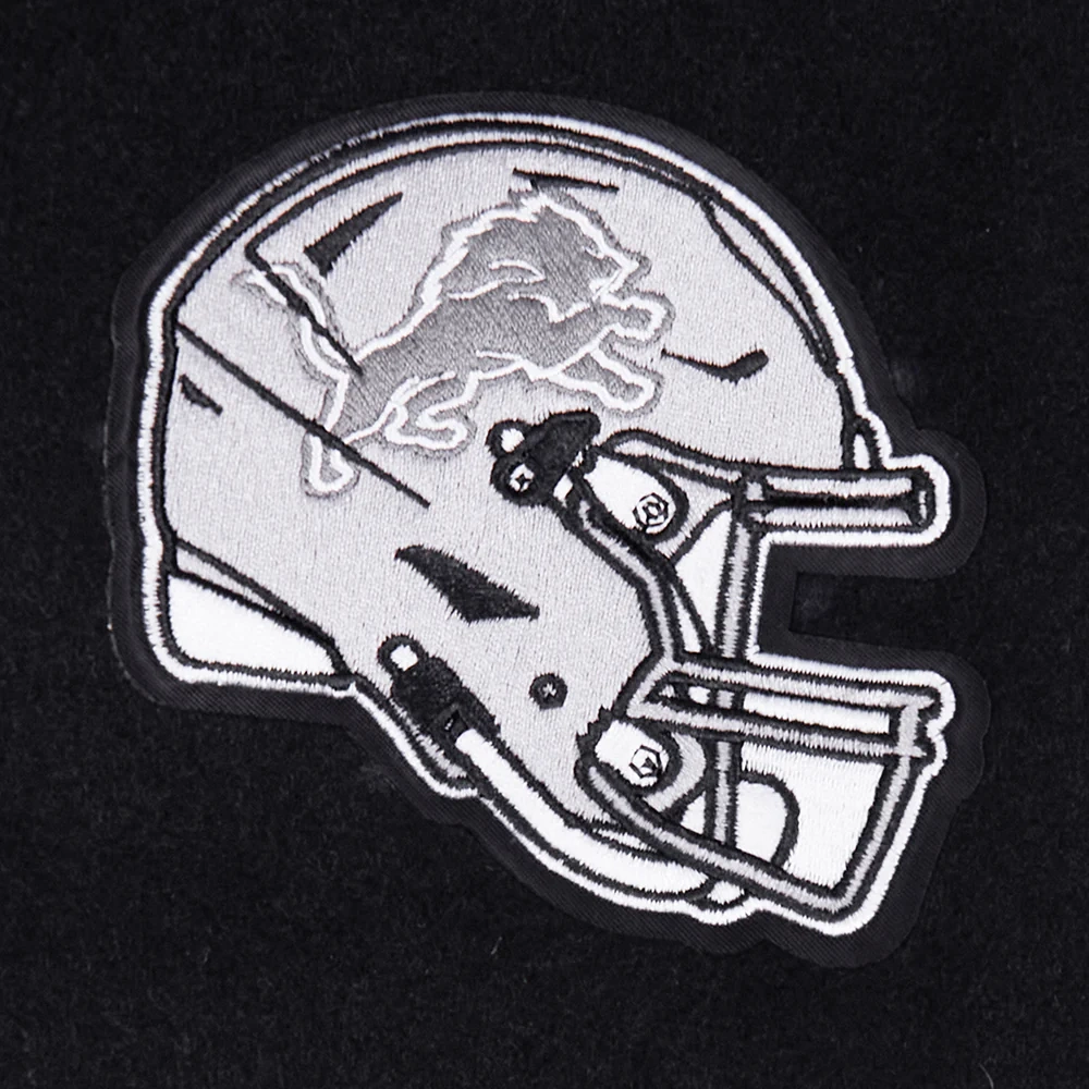 Woman's Detroit Lions Pearls Black Wool & Leather Varsity Jacket - Image 6