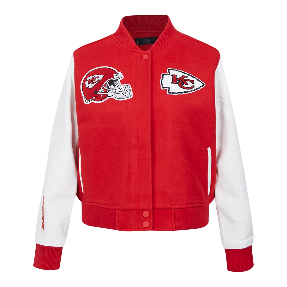 Woman's Kansas City Chiefs Classic Red/White Wool & Leather Varsity Jacket