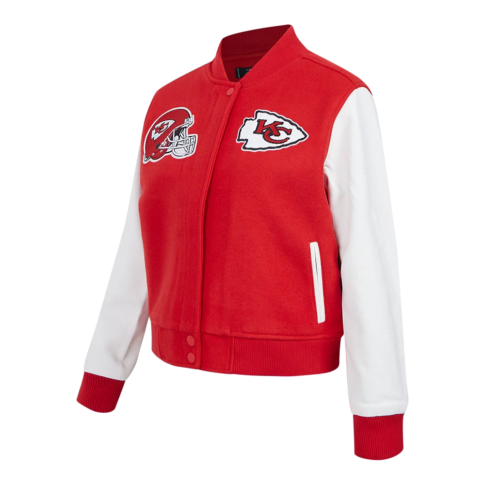 Alternative view of Woman's Kansas City Chiefs Classic Red/White Wool & Leather Varsity Jacket