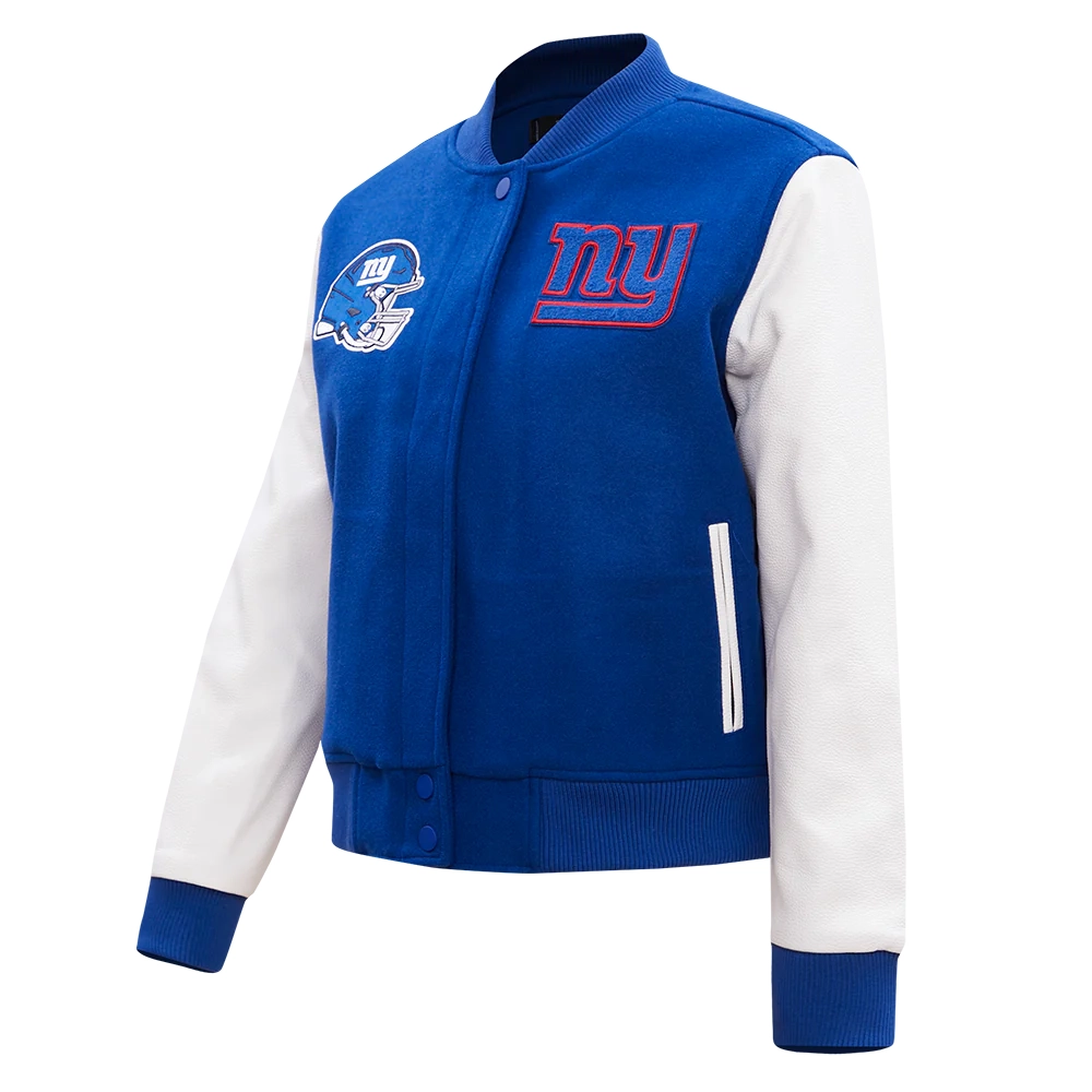 Alternative view of Woman's New York Giants Classic Blue/White Wool & Leather Varsity Jacket