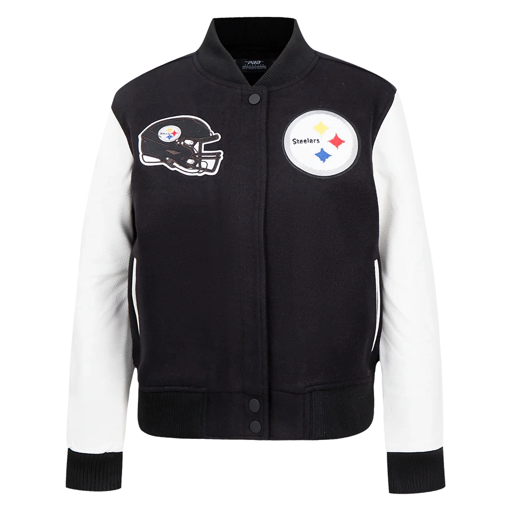 Woman's Pittsburgh Steelers Classic Red/White Wool & Leather Varsity Jacket
