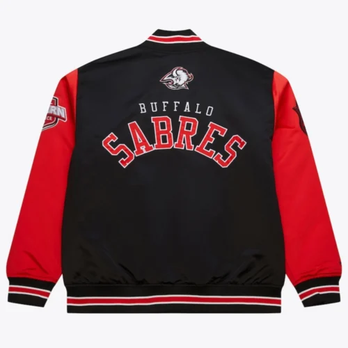 Alternative view of Buffalo Sabres Primetime Vintage Black & Red Satin Varsity Jacket