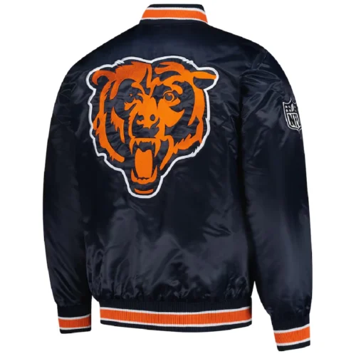 Chicago Bears Closer Navy Satin Varsity Jacket - Image 4