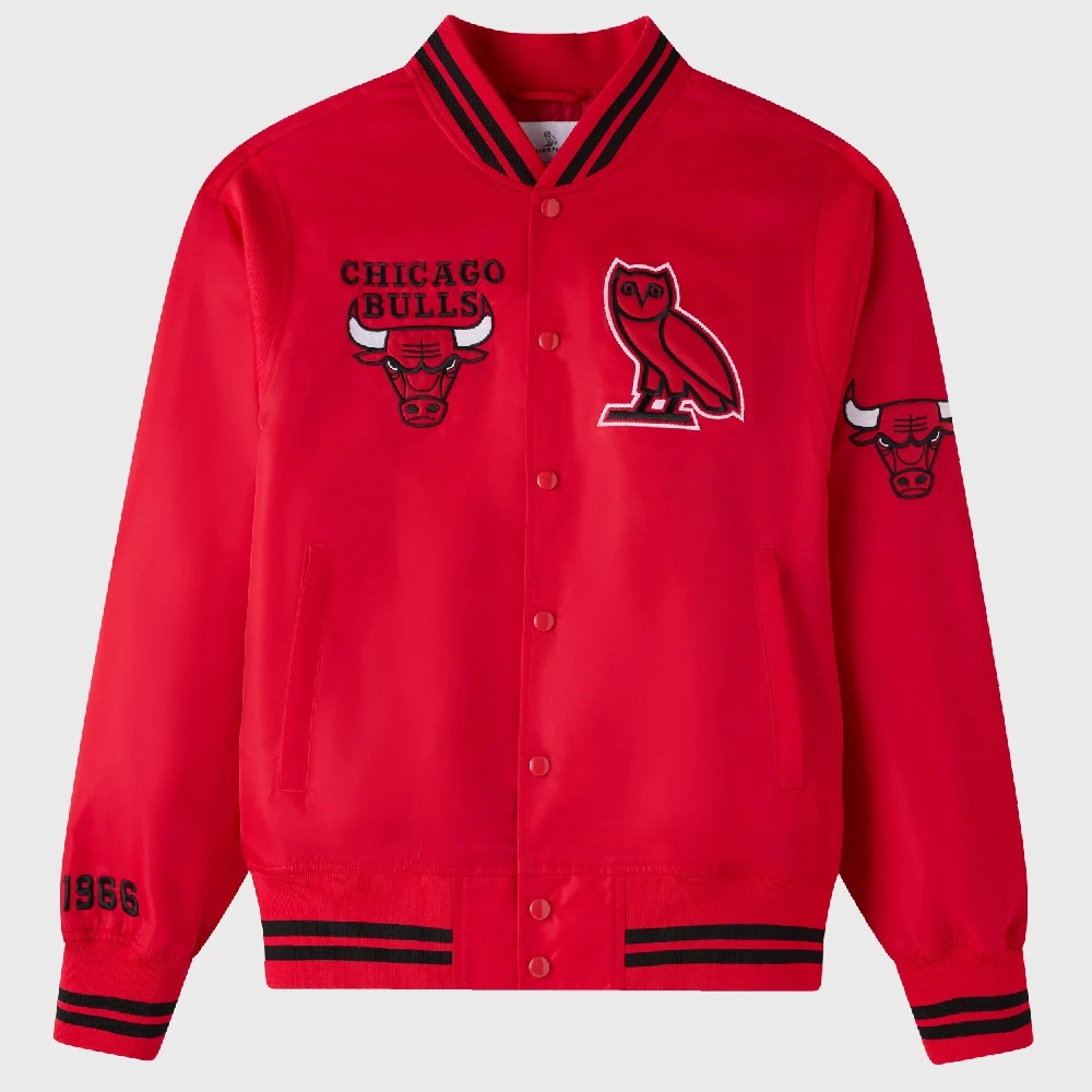 Chicago Bulls Playboy Red Satin Varsity Jacket