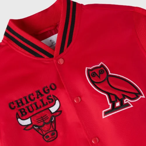 Chicago Bulls Playboy Red Satin Varsity Jacket - Image 3